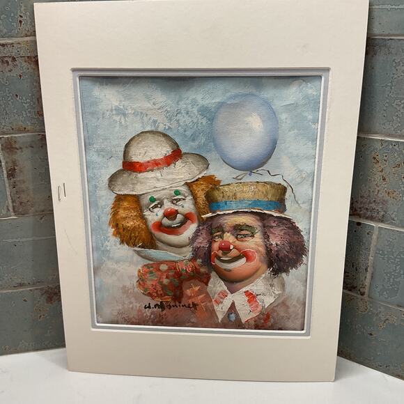 William Moninet a Portrait of Two Clowns Painting - Picture 2 of 7